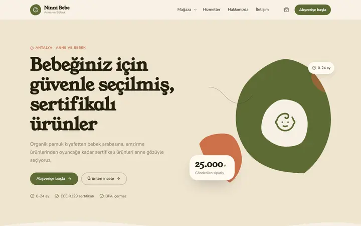 Ninni – Anne ve Bebek web sitesi teması