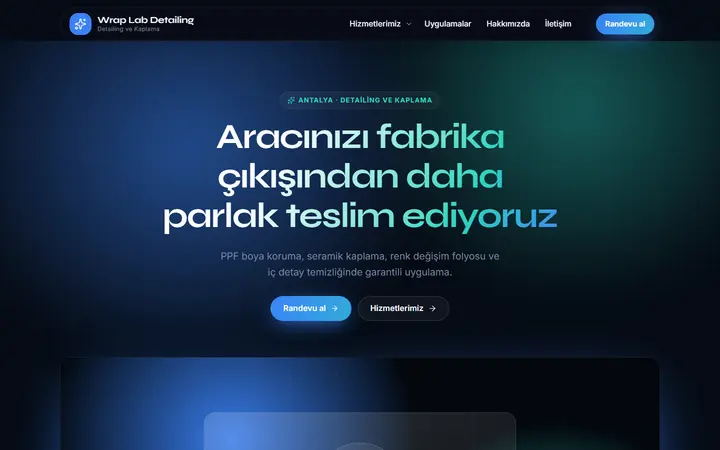 Wrap Lab – Detailing ve Kaplama web sitesi teması ekran görüntüsü