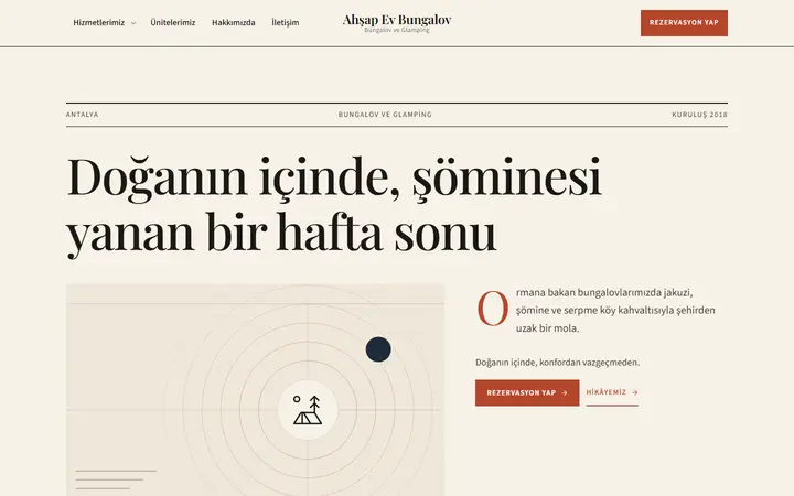 Ahşap Ev – Bungalov ve Glamping web sitesi teması ekran görüntüsü