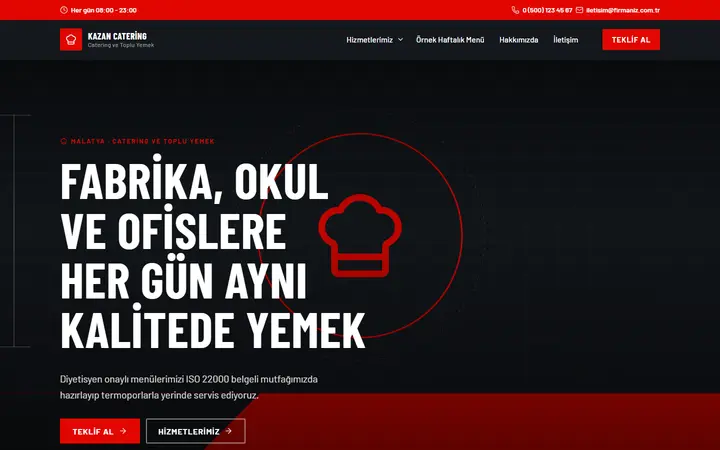 Kazan – Catering ve Toplu Yemek web sitesi teması
