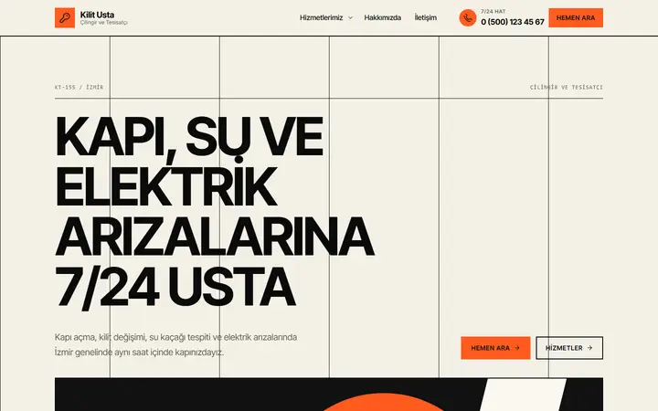 Kilit – Çilingir ve Tesisatçı web sitesi teması ekran görüntüsü