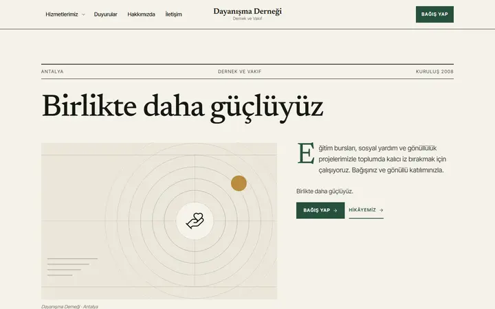 Dayanışma – Dernek ve Vakıf web sitesi teması ekran görüntüsü