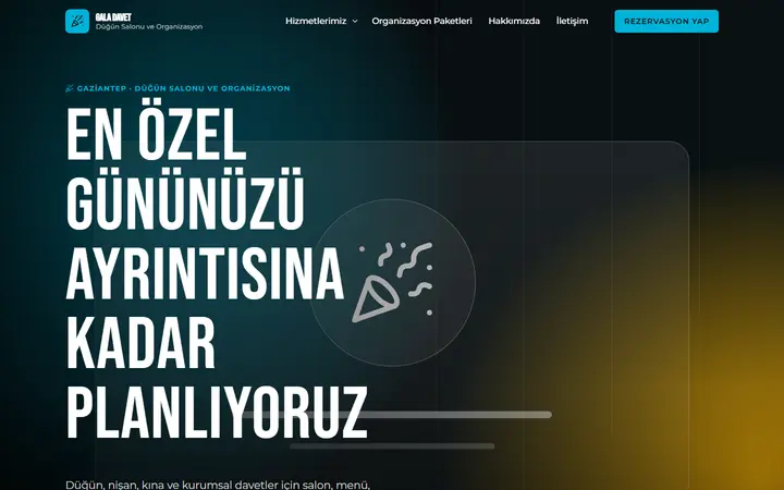 Gala – Düğün Salonu ve Organizasyon web sitesi teması ekran görüntüsü