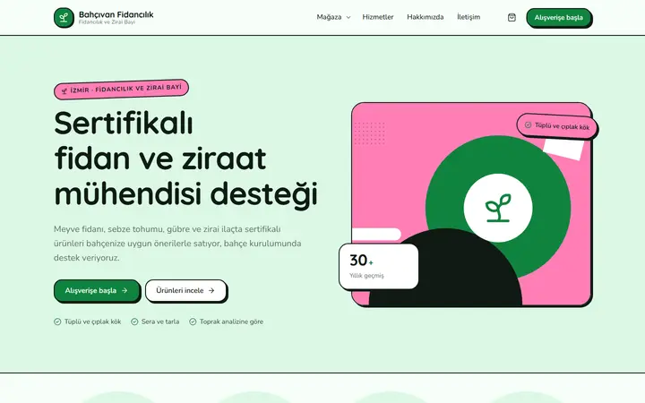 Bahçıvan – Fidancılık ve Zirai Bayi web sitesi teması