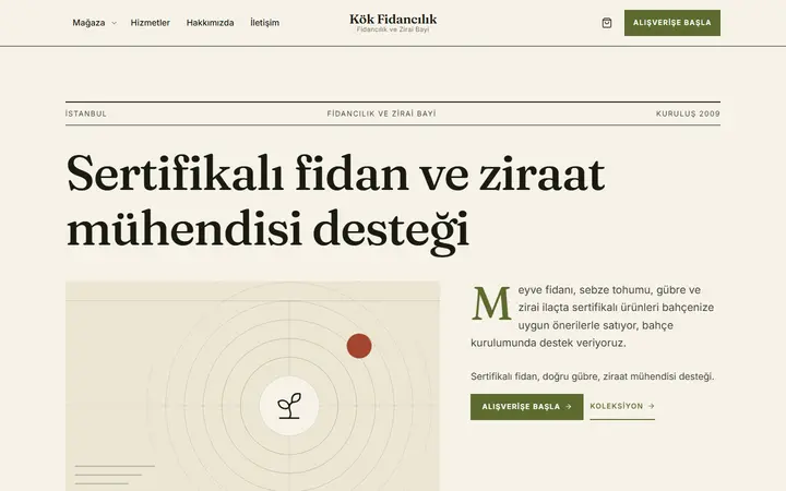 Kök – Fidancılık ve Zirai Bayi web sitesi teması