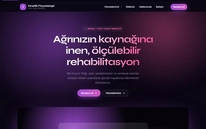 Kinetik – Fizik Tedavi Merkezi web sitesi teması