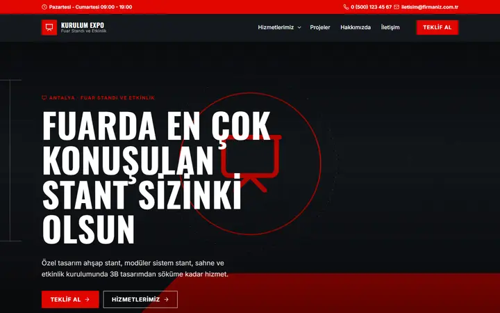 Kurulum – Fuar Standı ve Etkinlik web sitesi teması ekran görüntüsü