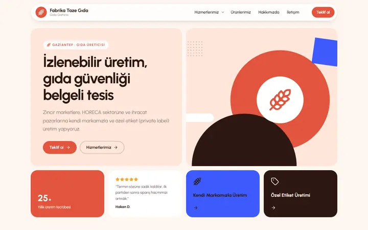 Fabrika Taze – Gıda Üreticisi web sitesi teması