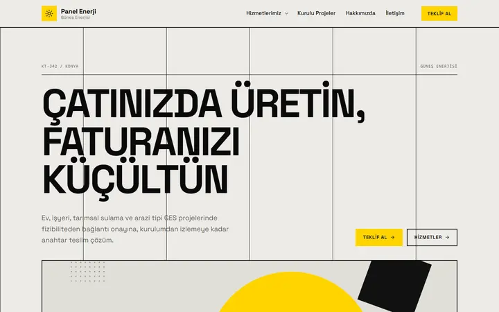 Panel – Güneş Enerjisi web sitesi teması ekran görüntüsü