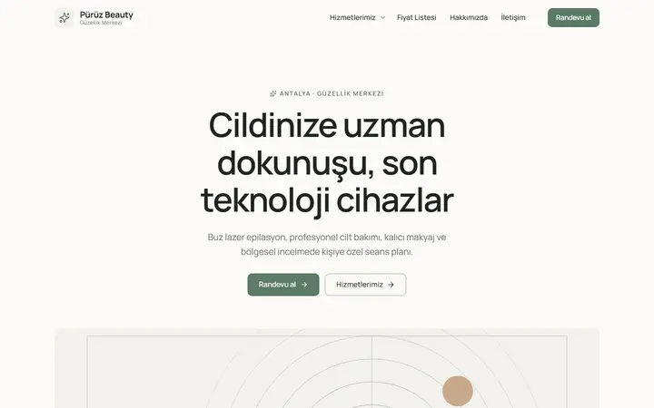 Pürüz – Güzellik Merkezi web sitesi teması ekran görüntüsü