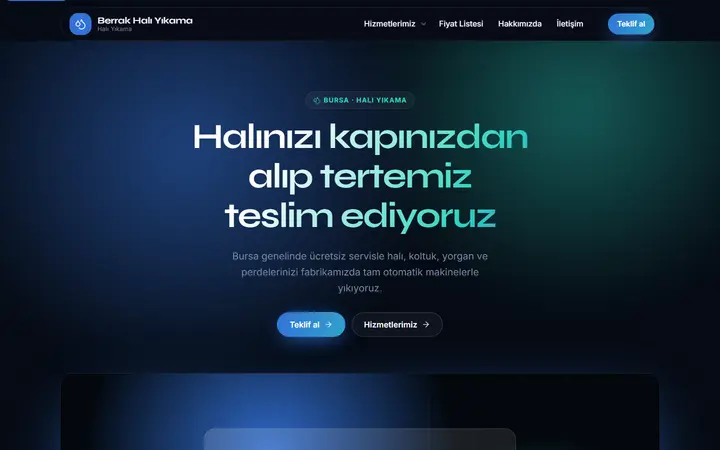 Halı Yıkama web sitesi teması örneği