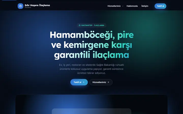 Sıfır Haşere – İlaçlama web sitesi teması