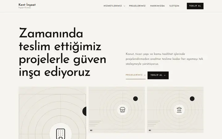 Kent – İnşaat Firması web sitesi teması ekran görüntüsü