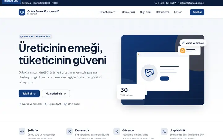 Ortak Emek – Kooperatif web sitesi teması