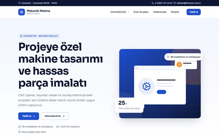 Mekanik – Makine İmalatı web sitesi teması
