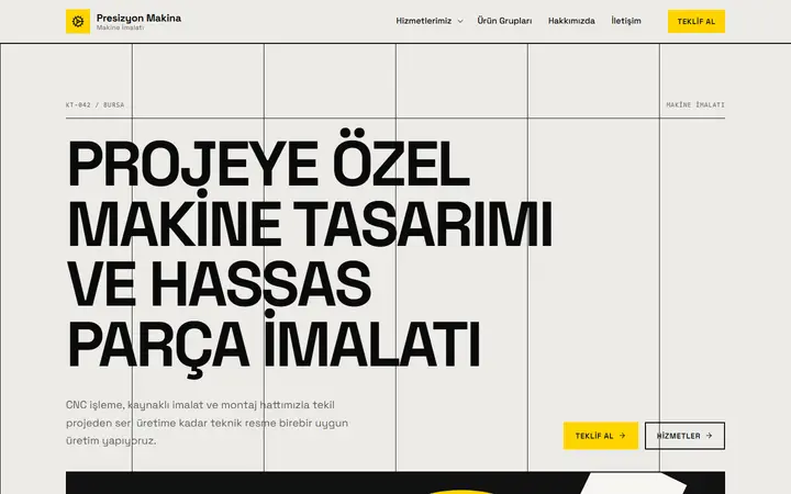 Presizyon – Makine İmalatı web sitesi teması