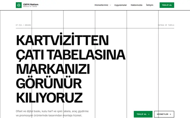 CMYK – Matbaa ve Tabela web sitesi teması ekran görüntüsü