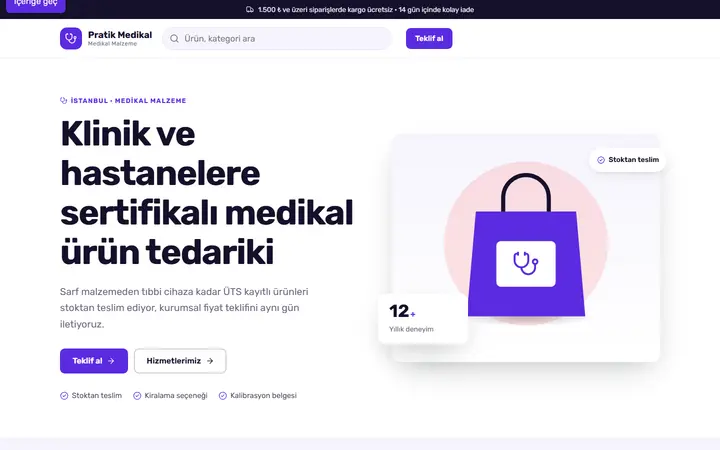Pratik Medikal – Medikal Malzeme web sitesi teması