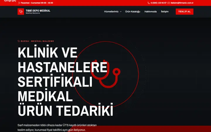 Tıbbi Depo – Medikal Malzeme web sitesi teması