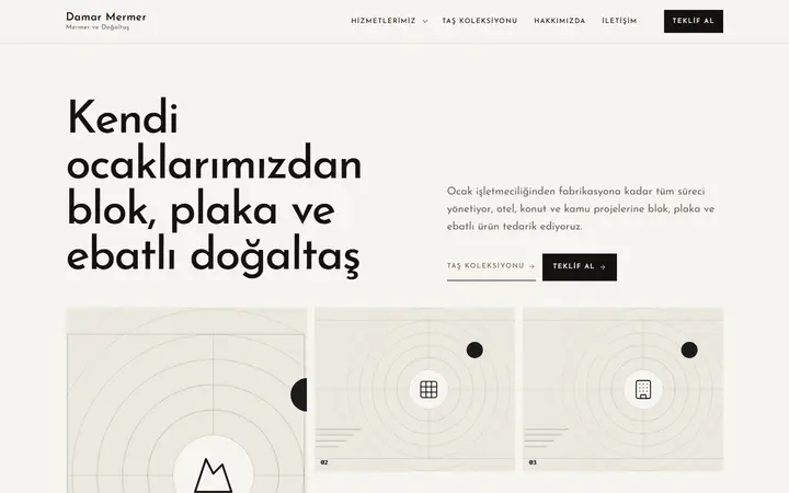 Damar – Mermer ve Doğaltaş web sitesi teması ekran görüntüsü