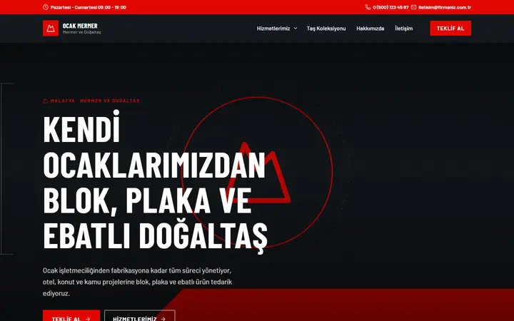 Ocak – Mermer ve Doğaltaş web sitesi teması ekran görüntüsü