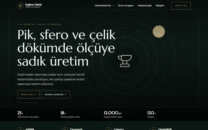 Ergime – Metal ve Döküm web sitesi teması