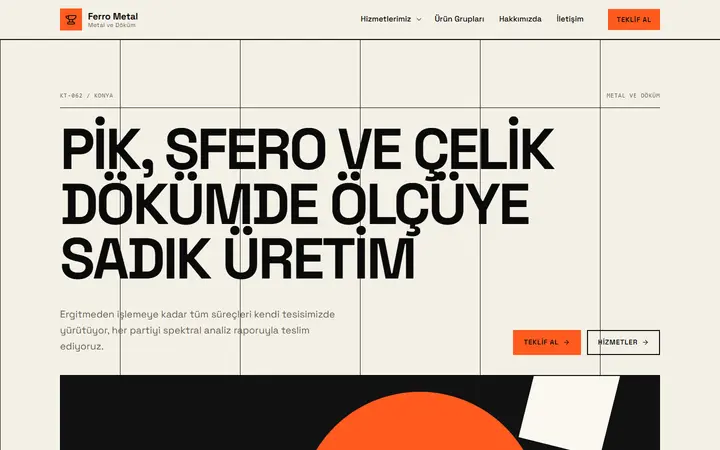 Ferro – Metal ve Döküm web sitesi teması