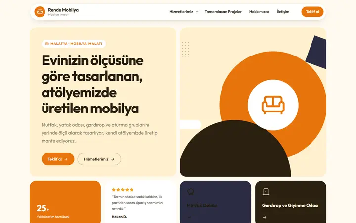 Rende – Mobilya İmalatı web sitesi teması