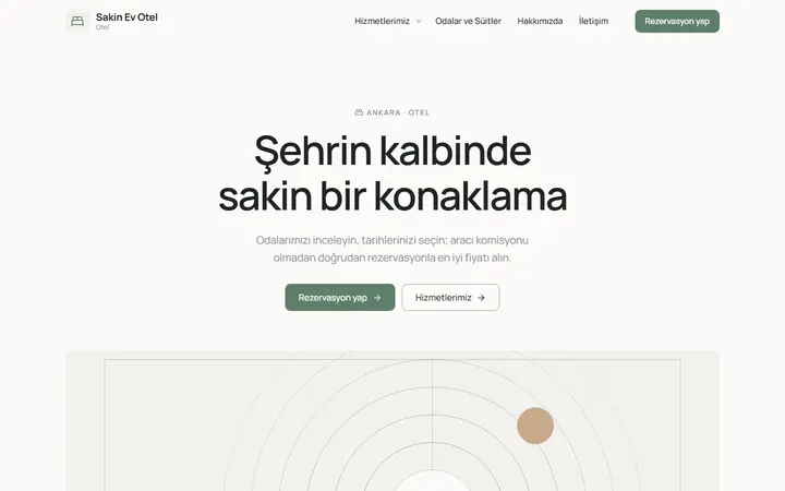 Sakin Ev – Otel web sitesi teması