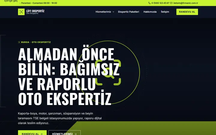 Lift – Oto Ekspertiz web sitesi teması