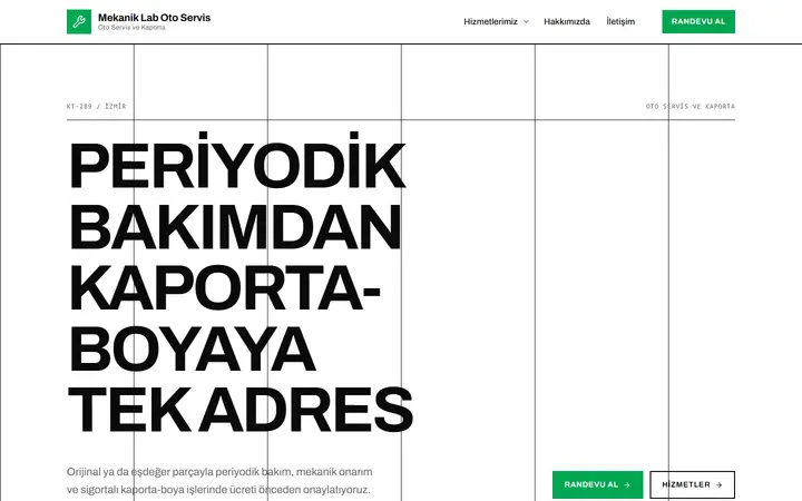 Mekanik Lab – Oto Servis ve Kaporta web sitesi teması ekran görüntüsü