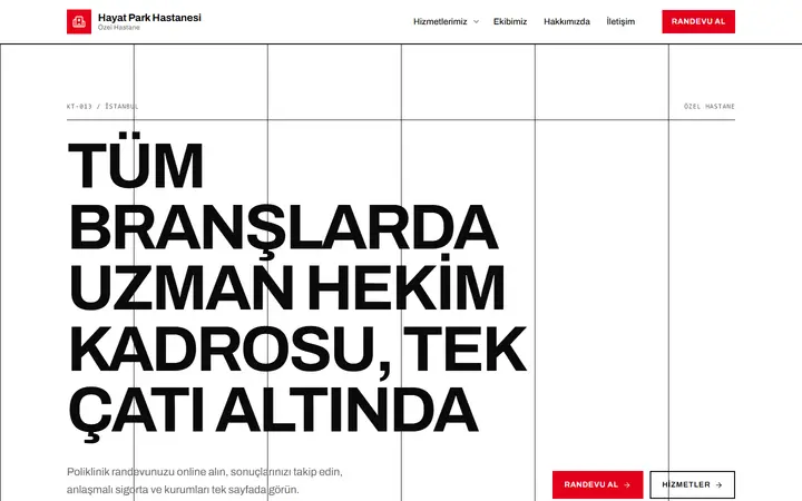 Hayat Park – Özel Hastane web sitesi teması