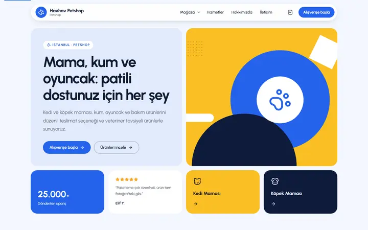 Havhav – Petshop web sitesi teması