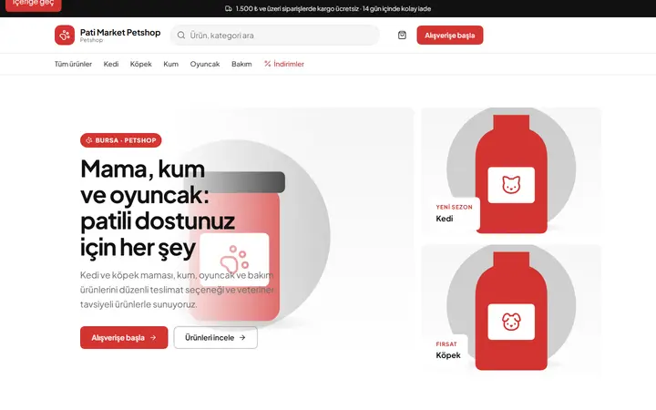 Pati Market – Petshop web sitesi teması