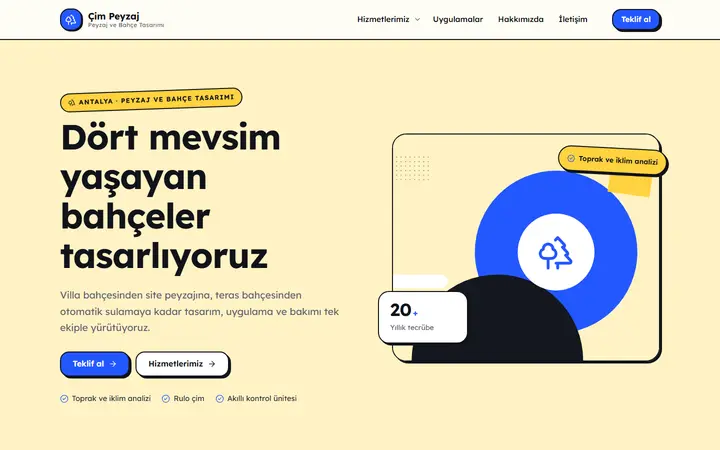 Çim – Peyzaj ve Bahçe Tasarımı web sitesi teması