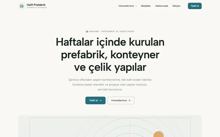 Hafif – Prefabrik ve Konteyner web sitesi teması