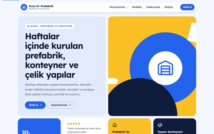 Kutu Ev – Prefabrik ve Konteyner web sitesi teması