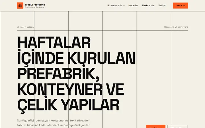 Prefabrik ve Konteyner web sitesi teması örneği