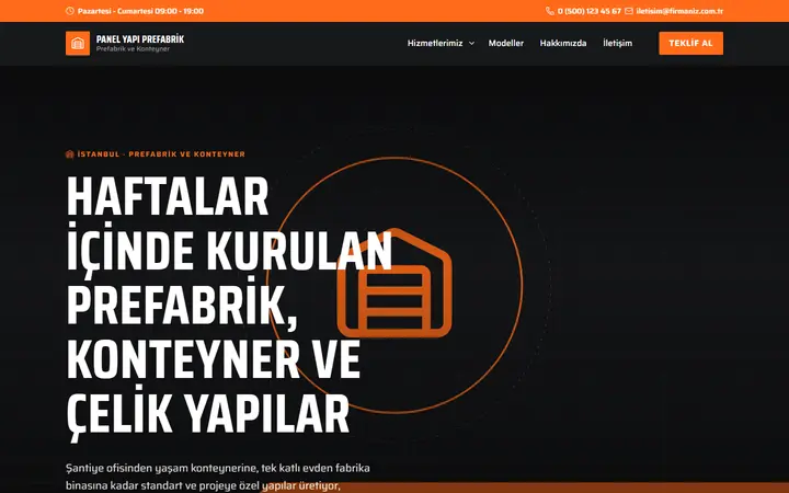 Panel Yapı – Prefabrik ve Konteyner web sitesi teması