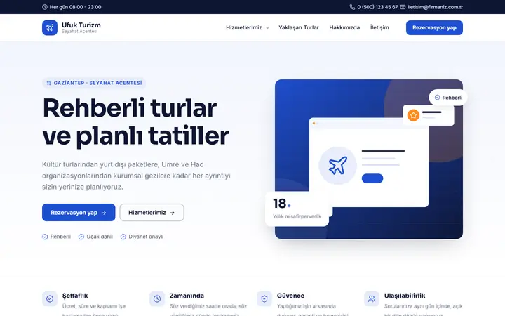Ufuk – Seyahat Acentesi web sitesi teması