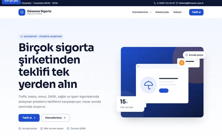 Güvence – Sigorta Acentesi web sitesi teması
