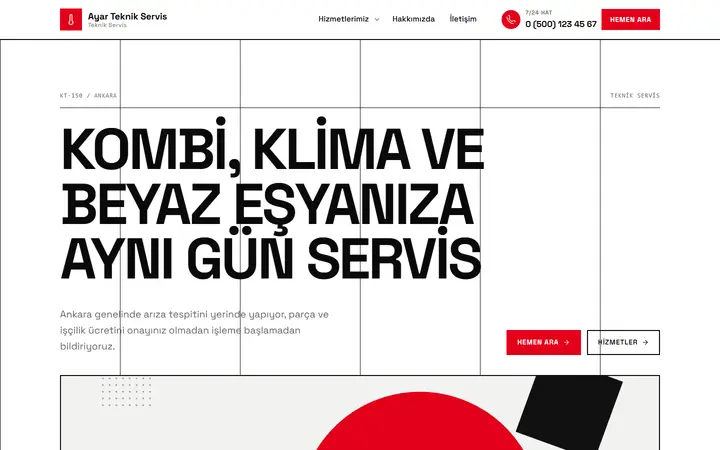 Ayar – Teknik Servis web sitesi teması