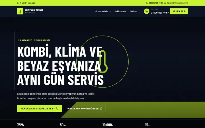 Isı – Teknik Servis web sitesi teması