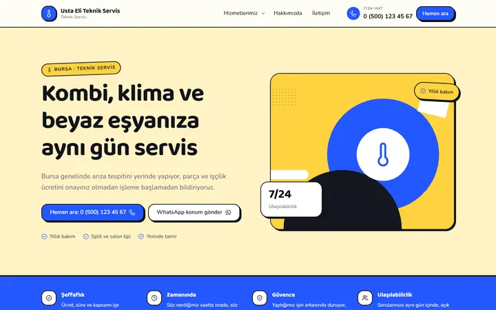 Usta Eli – Teknik Servis web sitesi teması