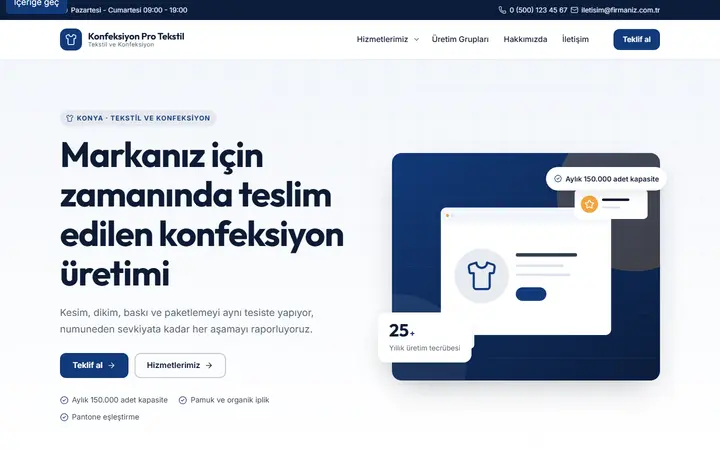 Konfeksiyon Pro – Tekstil ve Konfeksiyon web sitesi teması