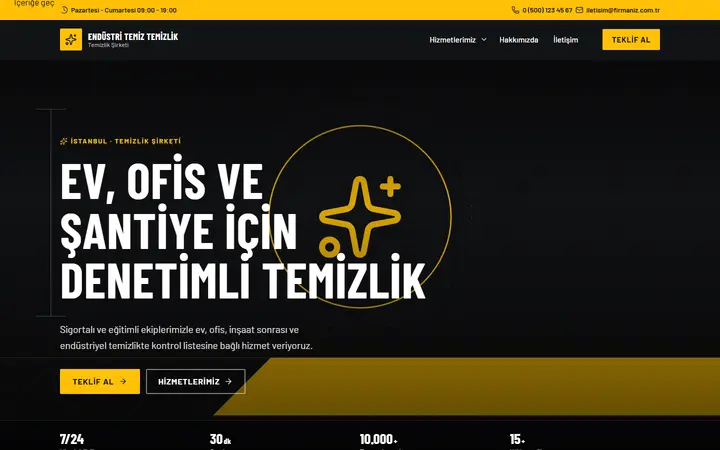 Endüstri Temiz – Temizlik Şirketi web sitesi teması ekran görüntüsü