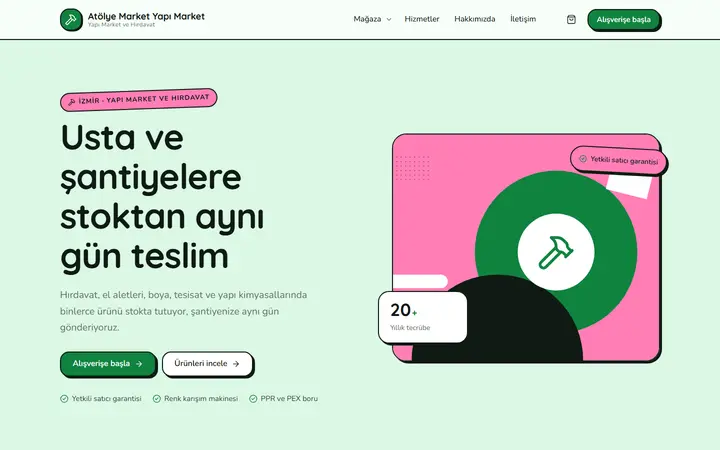 Atölye Market – Yapı Market ve Hırdavat web sitesi teması