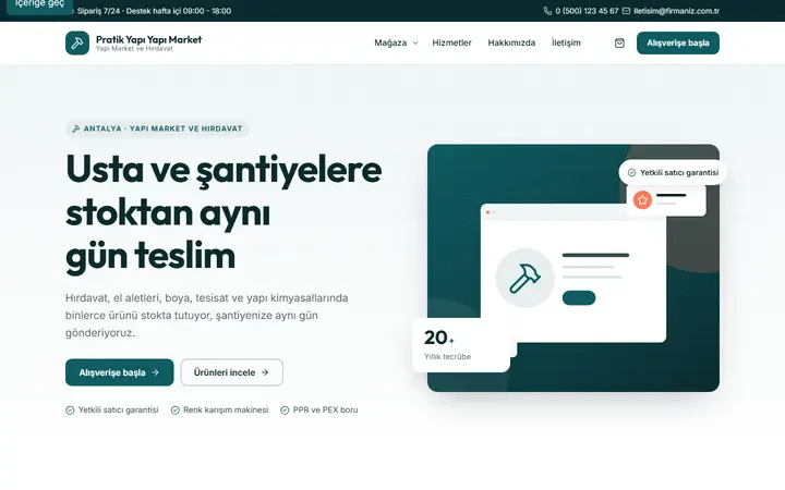 Pratik Yapı – Yapı Market ve Hırdavat web sitesi teması