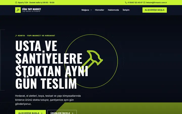 Vida – Yapı Market ve Hırdavat web sitesi teması