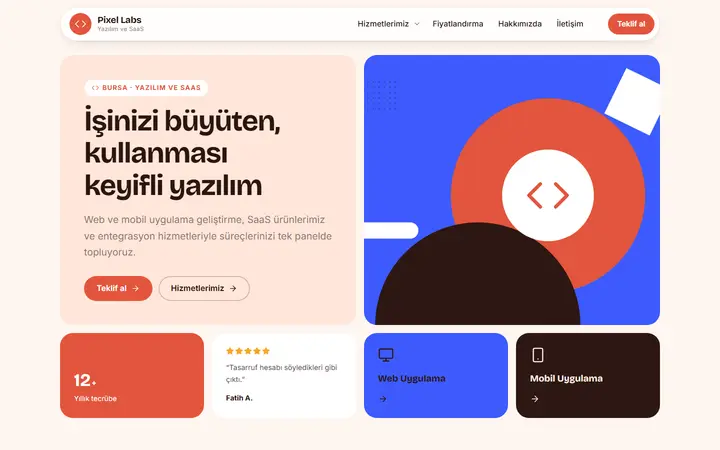 Pixel – Yazılım ve SaaS web sitesi teması
